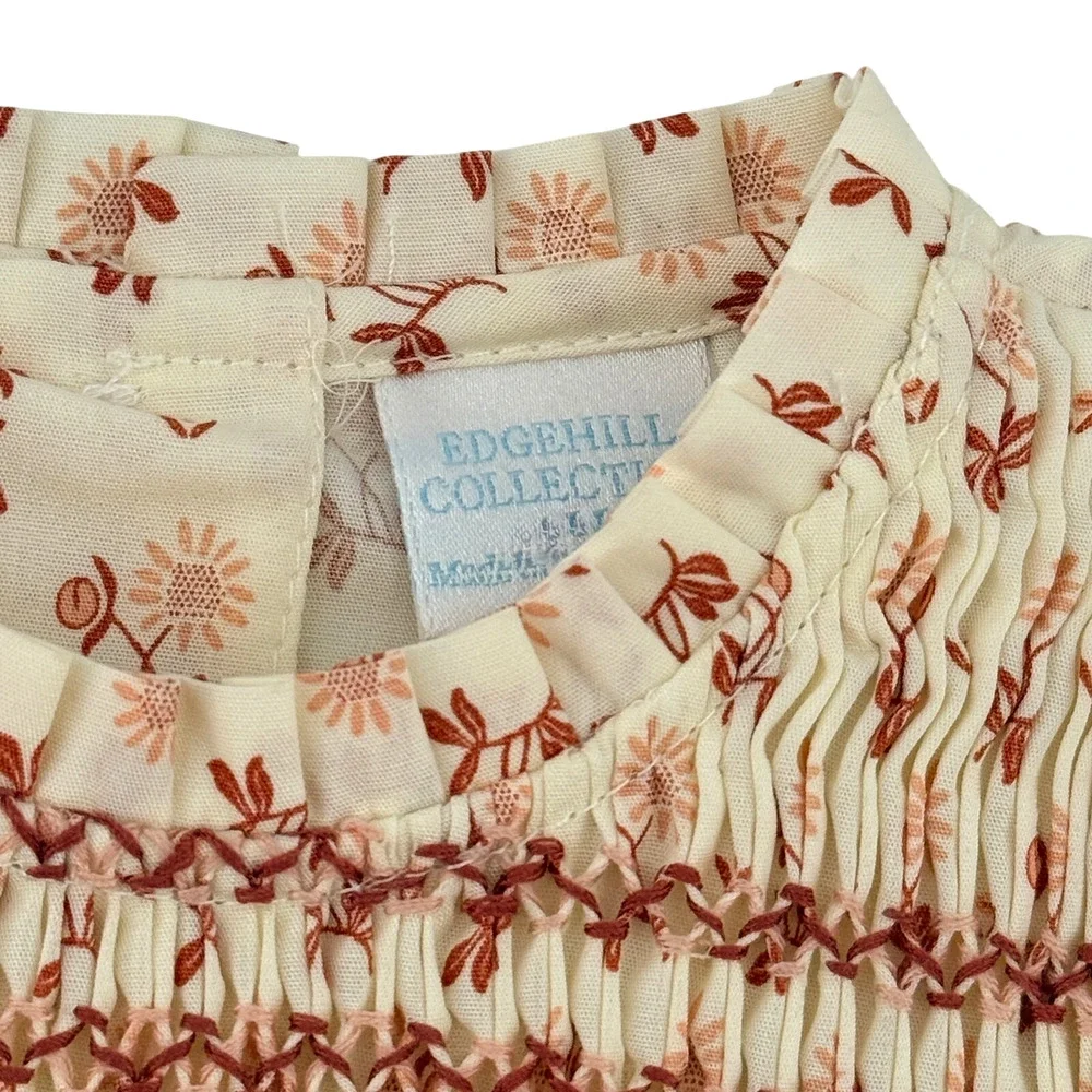Edgehill Collection Kristin Ellen Hockman Smocked Floral Bubble Romper Sz 12M